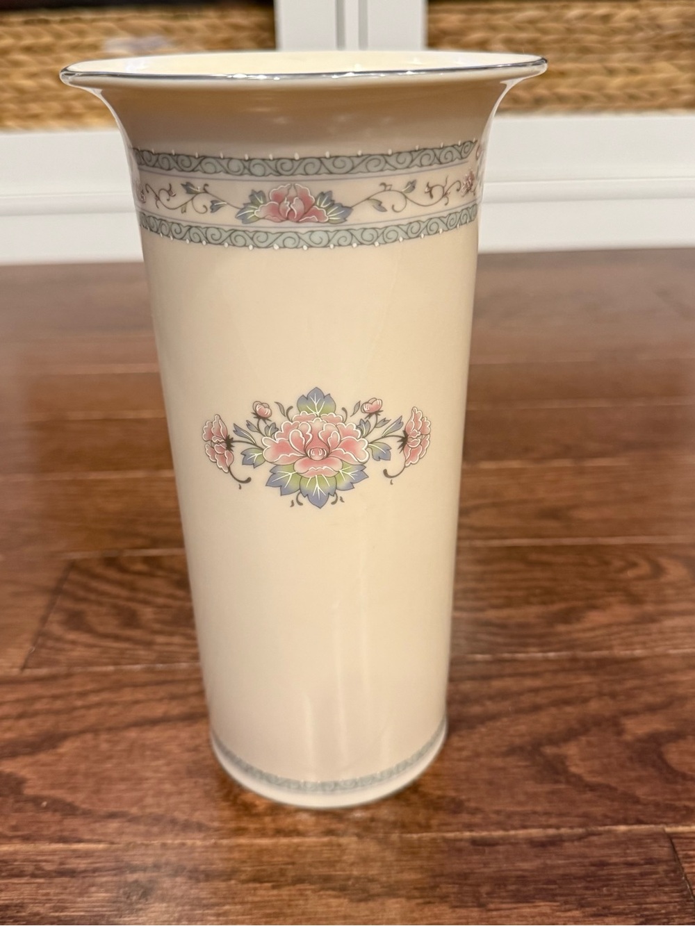 VTG Lenox Charleston Porcelain 8.25" Tall Vase Floral Pattern ~ Made In USA